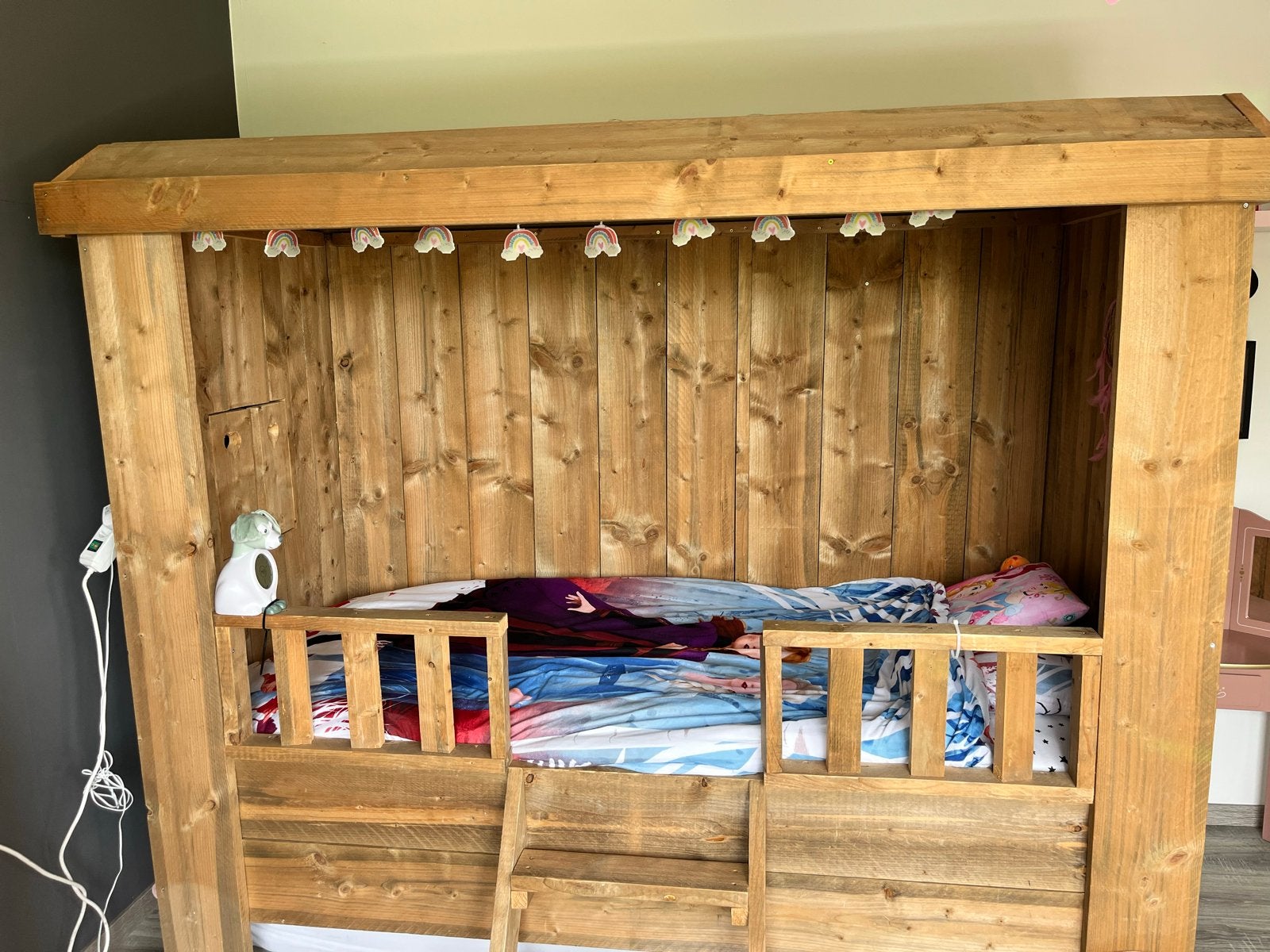 Steigerhout kinderbed, Kinderen en Baby's, Kinderkamer | Bedden, Ophalen, Gebruikt, 180 cm of meer, 85 tot 100 cm