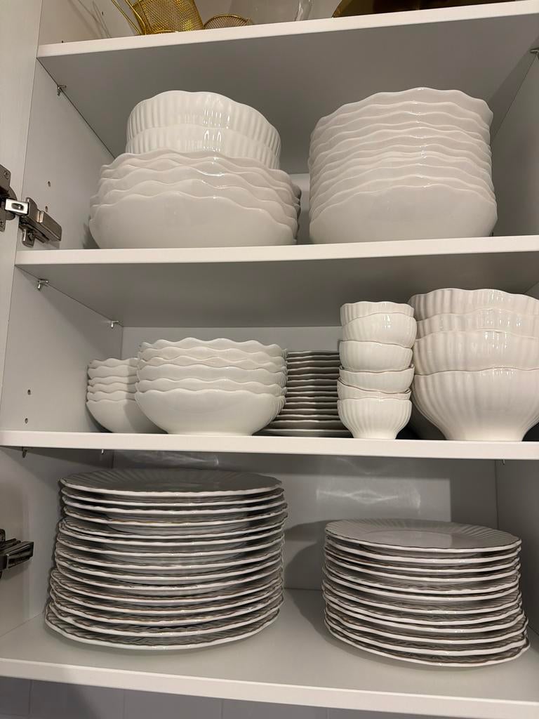 Wit servies set van AH en Action, Gebruikt, Keramiek, Ophalen of Verzenden, Effen