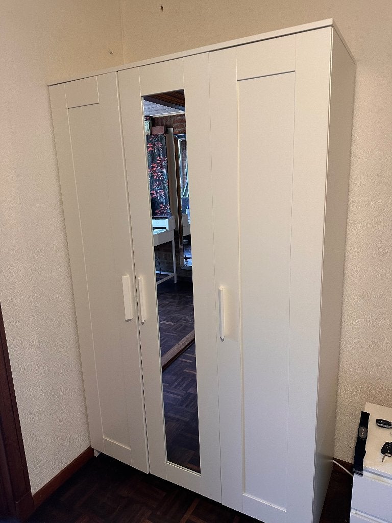 White IKEA wardrobe with mirror, Ophalen, Gebruikt, 100 tot 150 cm, 150 tot 200 cm