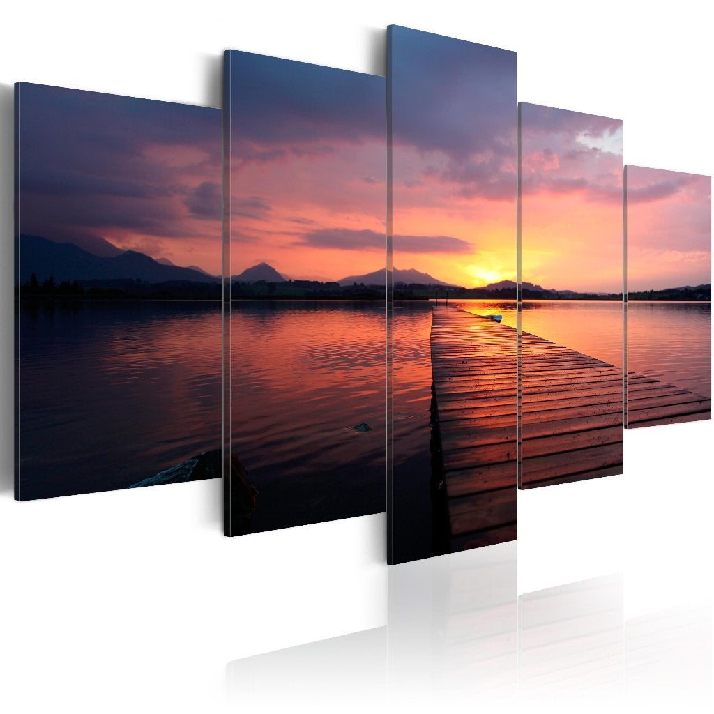 773 Sunset Steiger 5 Luik Canvas Schilderij 200x100cm, Antiek en Kunst, Kunst | Schilderijen | Modern, Ophalen of Verzenden
