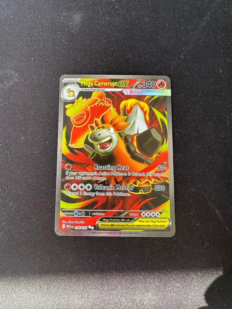 Mega Camerupt EX 156/132 Mega Evolution Pokémon Kaart NM, Ophalen of Verzenden, Zo goed als nieuw, Losse kaart