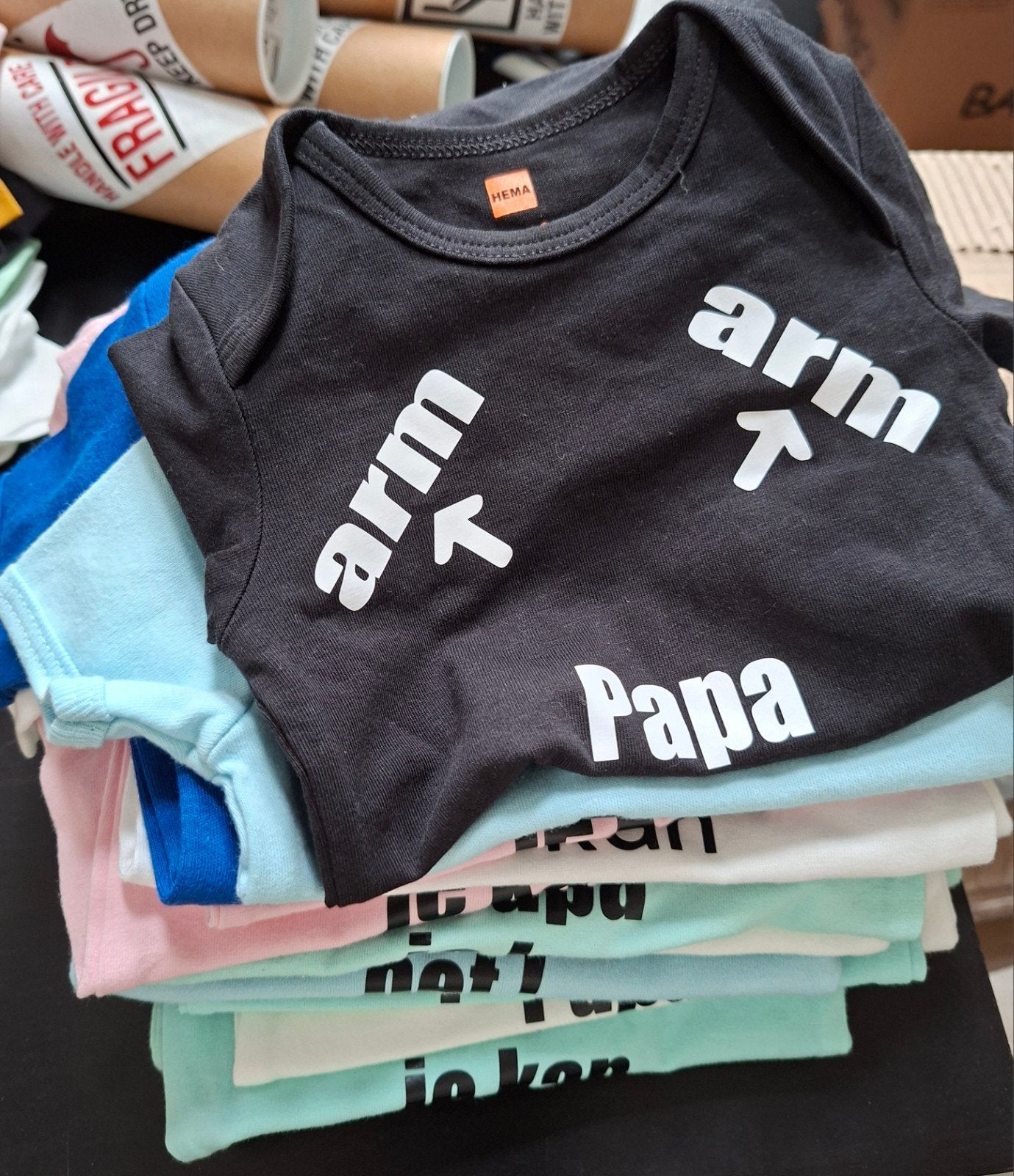 Partij rompers (25st) met tekst: "Je kan het papa!", Kinderen en Baby's, Verzenden, Nieuw, Jongetje of Meisje