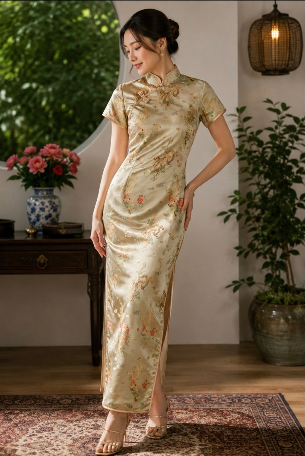 Japanse jurk - Nieuw - Maat 36 (S), Verzenden, Nieuw, Maat 36 (S), Goud