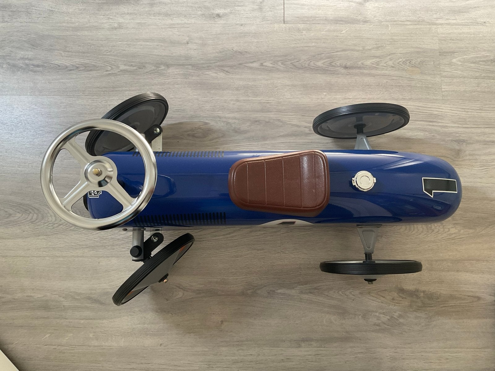 Retro Roller Loopauto Blauw - Vintage Raceauto Speelgoed, Ophalen, Zo goed als nieuw