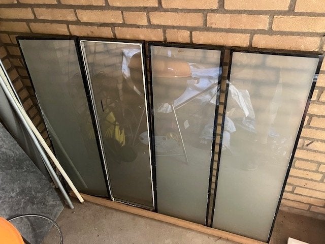 panelen glas 4x, Doe-het-zelf en Verbouw, Glas en Ramen, Ophalen, Gebruikt, Minder dan 80 cm, 80 tot 120 cm