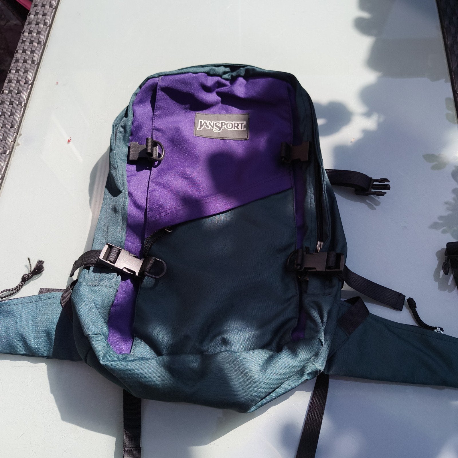 Jansport Rugzak - Groen/Paars, Gebruikt, 25 tot 40 cm, Ophalen of Verzenden, Overige merken