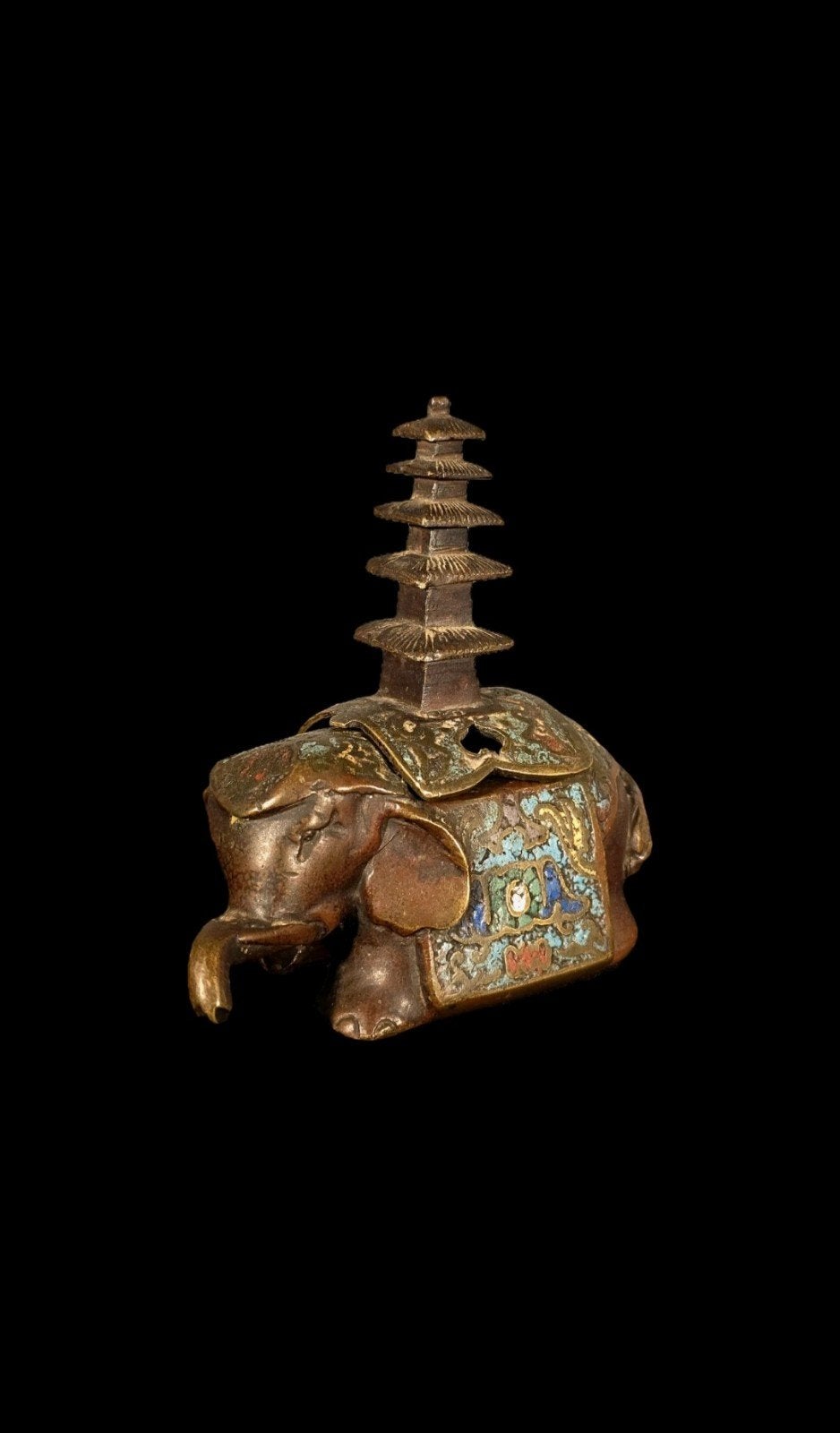 Antieke Aziatische Bronzen Wierookbrander - Olifant Pagode, Ophalen of Verzenden