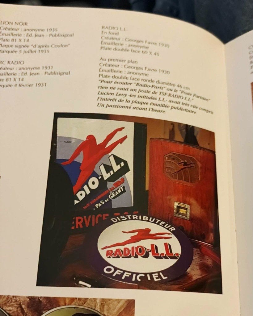Antiek emaille bord Radio-L.L. ,ook bekend als Radiola., Reclamebord, Gebruikt, ., Ophalen of Verzenden