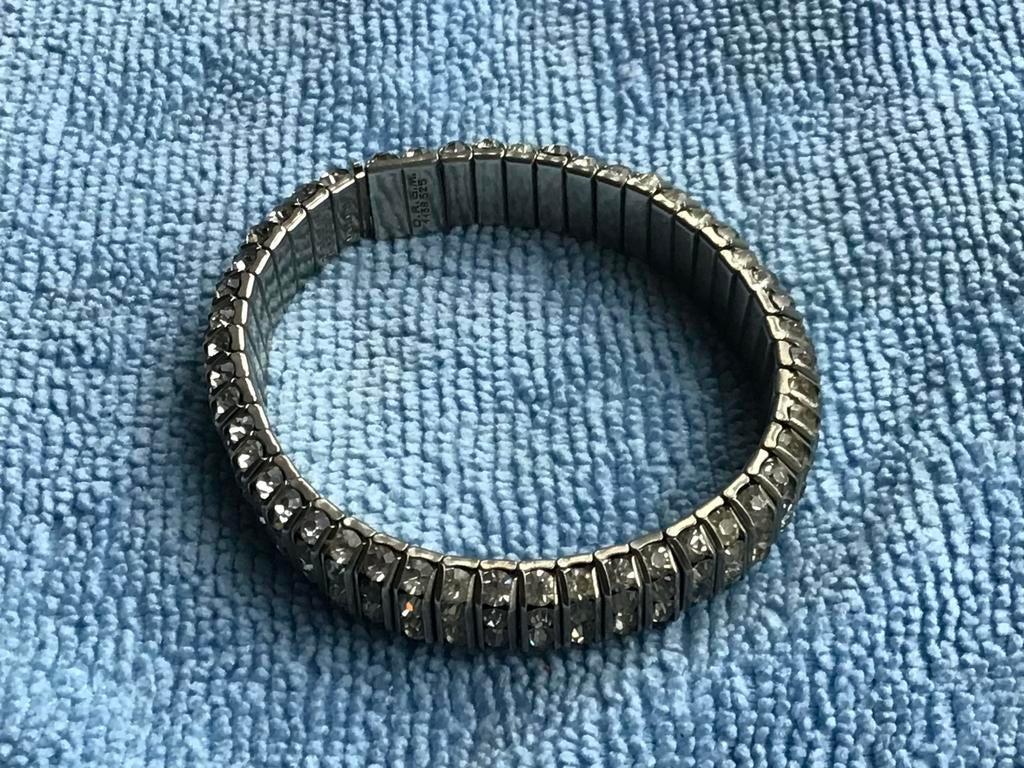 Armband met Rhinestone kristallen, Gebruikt, Staal, Ophalen of Verzenden, Zilver