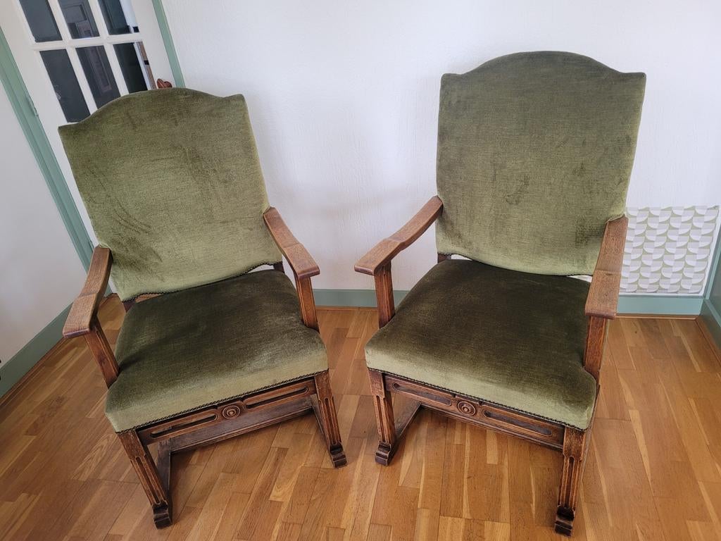 Twee nette Raadzaal stoelen uit ca 1910, Antiek en Kunst, Antiek | Meubels | Stoelen en Banken, Ophalen