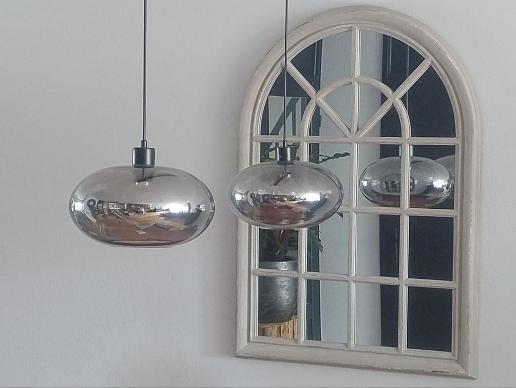 Rietveld Dubbele hanglamp zwart met rookglas, Huis en Inrichting, Lampen | Hanglampen, Ophalen, Nieuw, Glas, Modern