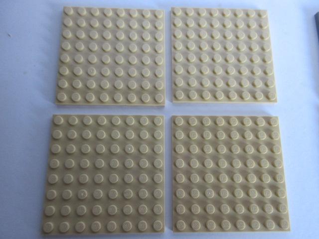 nr. 6893, 4 brede beige platen, 8x8., Ophalen of Verzenden, Zo goed als nieuw, Complete set, Lego