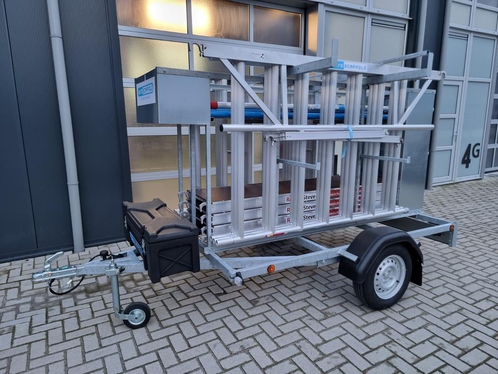 afsluitbaar steiger aanhanger met rolsteiger, Auto diversen, Aanhangers en Bagagewagens, Ophalen, Nieuw