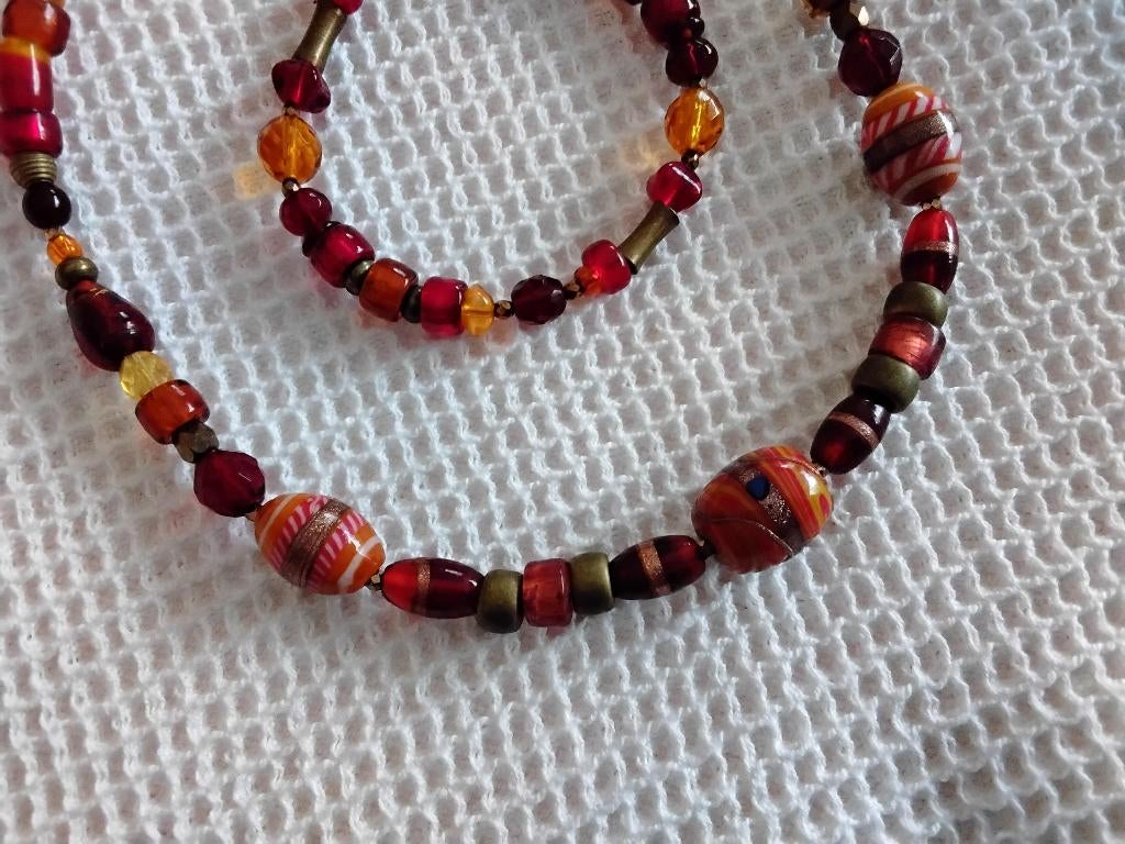 Ketting en armband van glaskralen, Ophalen of Verzenden, Zo goed als nieuw, Overige materialen