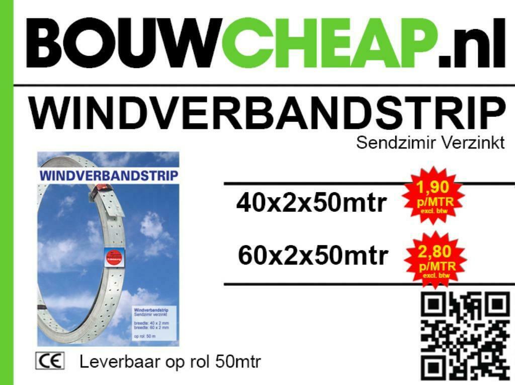 WINDVERBANDSTRIP BIJ BOUWCHEAP OP VOORRAAD., Ophalen, Nieuw, Metaal, Overige typen