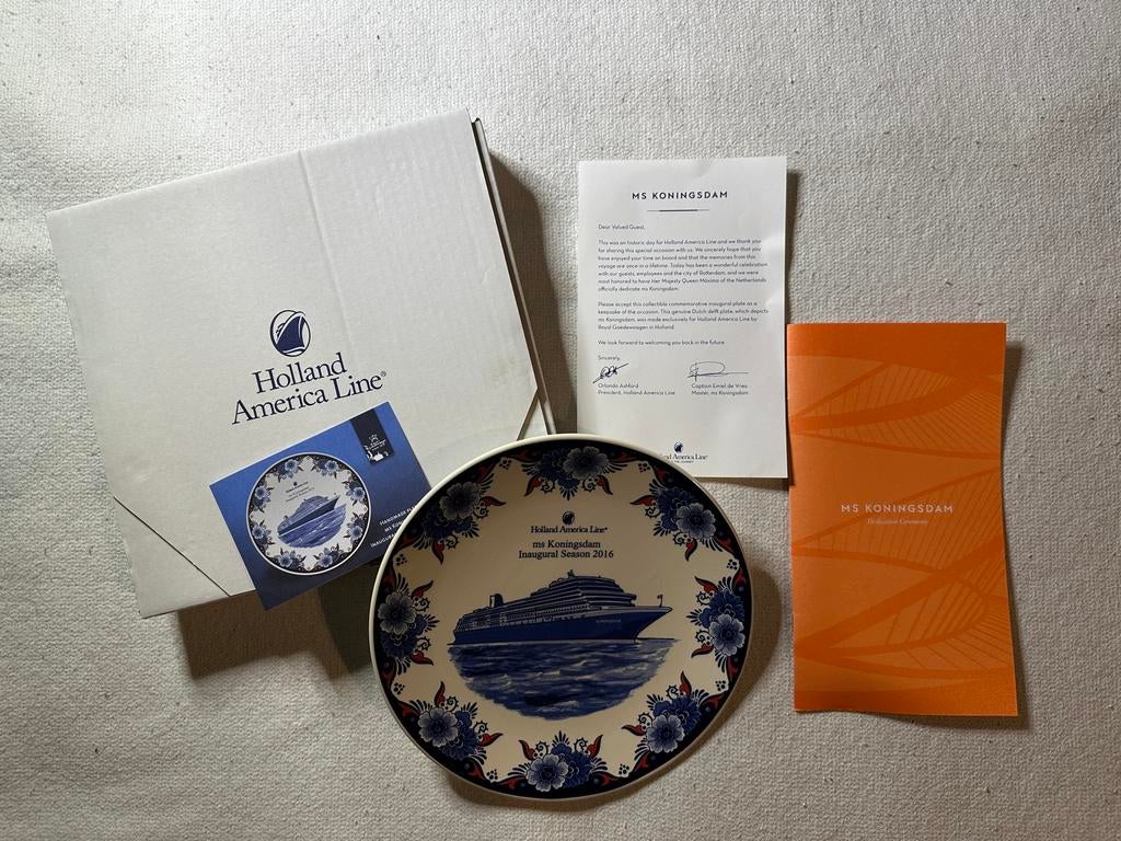 Uniek bord ter ere van de doop van de MS Koningsdam!, Verzamelen, Scheepvaart, Ophalen of Verzenden, Nieuw, Overige typen