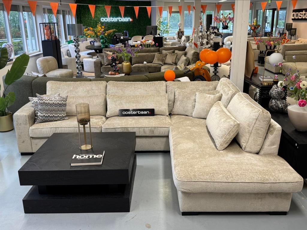 Luxe Teddy Velvet Hoekbank Costa 310x250cm Beige Sand NIEUW, Huis en Inrichting, Banken | Bankstellen, Info@oosterbaanwonen.nl