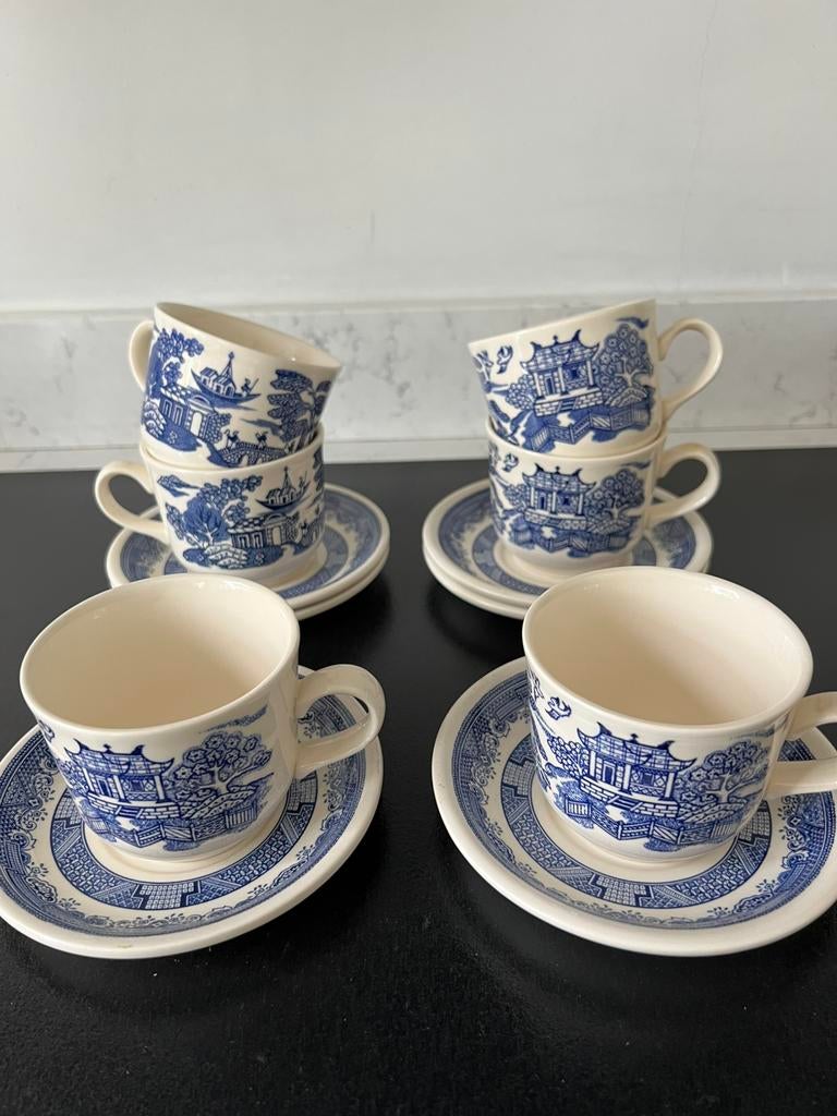 Kop en schotels Biltons England, blauw / wit., Ophalen of Verzenden