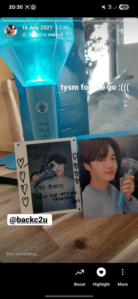 Treasure official lightstick with photocards, Ophalen of Verzenden, Zo goed als nieuw, Pop