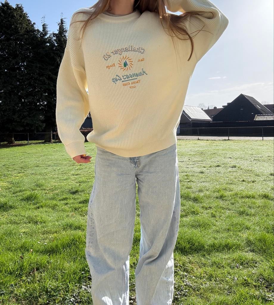 Canyon Challenger 28 Vintage Witte Wollen Sweater, Wit, Ophalen of Verzenden, Zo goed als nieuw
