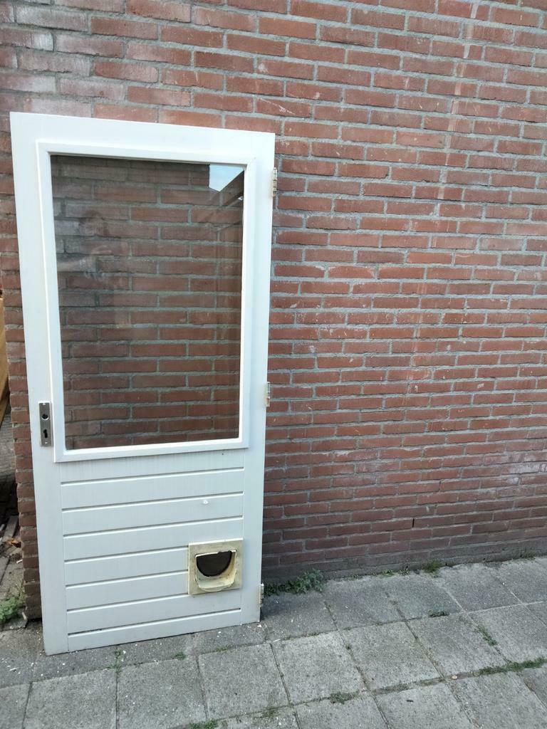 Hardhouten achterdeur dubbelglas  86.5cm 196.5cm, Ophalen, 80 tot 100 cm, Minder dan 200 cm, Hout