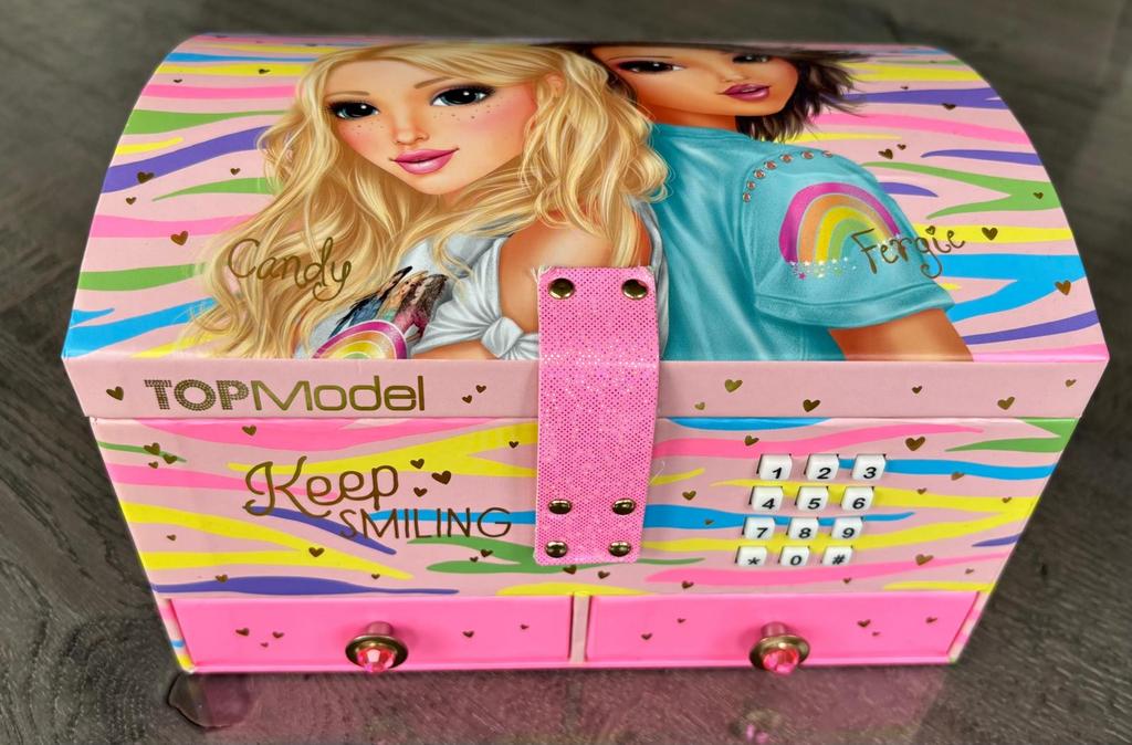Top Model sieradendoosje, Ophalen of Verzenden, Zo goed als nieuw, Roze, Met slot