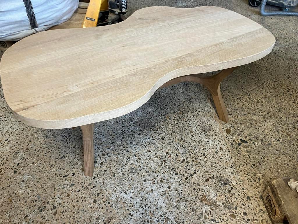 Eiken salontafel op maat mogelijk, Ophalen, 100 tot 150 cm, 50 tot 100 cm, Zo goed als nieuw