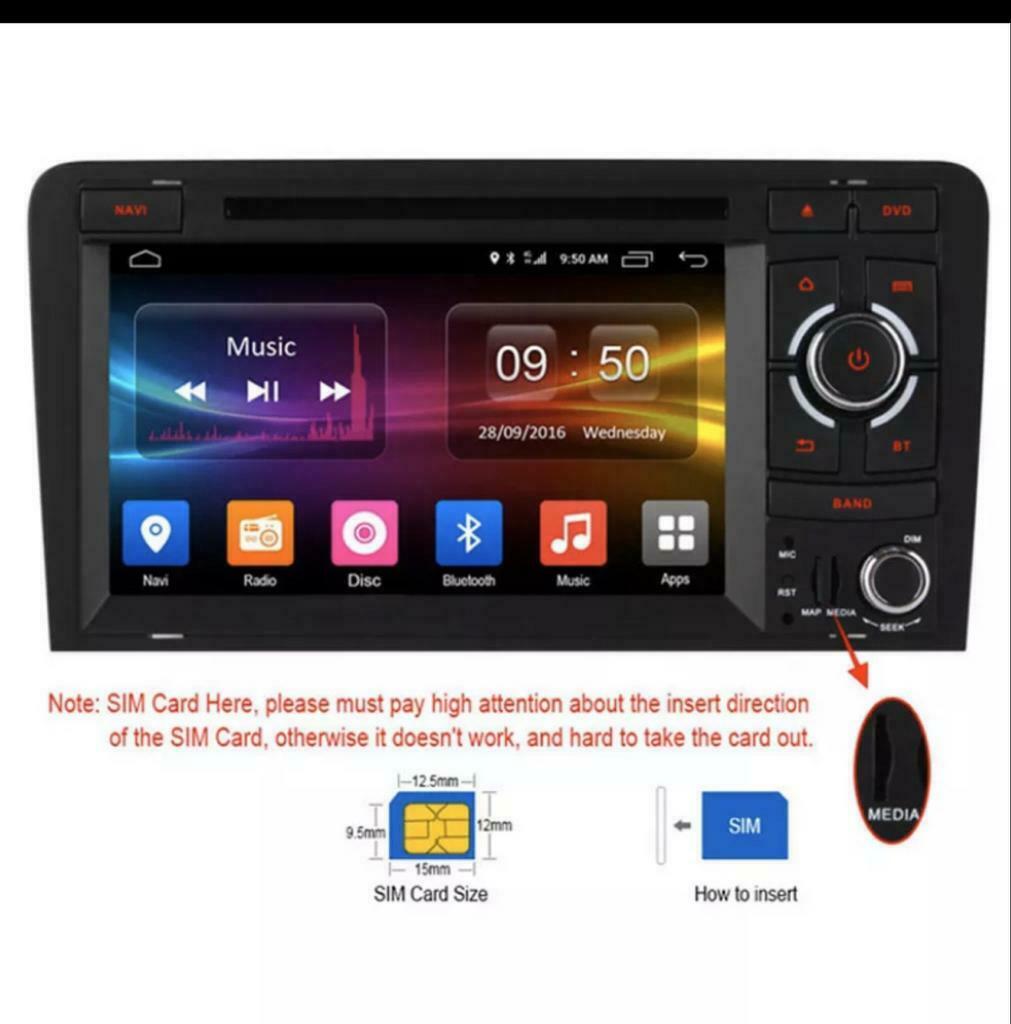 Android navigatie CarPlay Audi A3/A4/MK2/8J/TT,2003 tot 2013, Ophalen of Verzenden, Nieuw