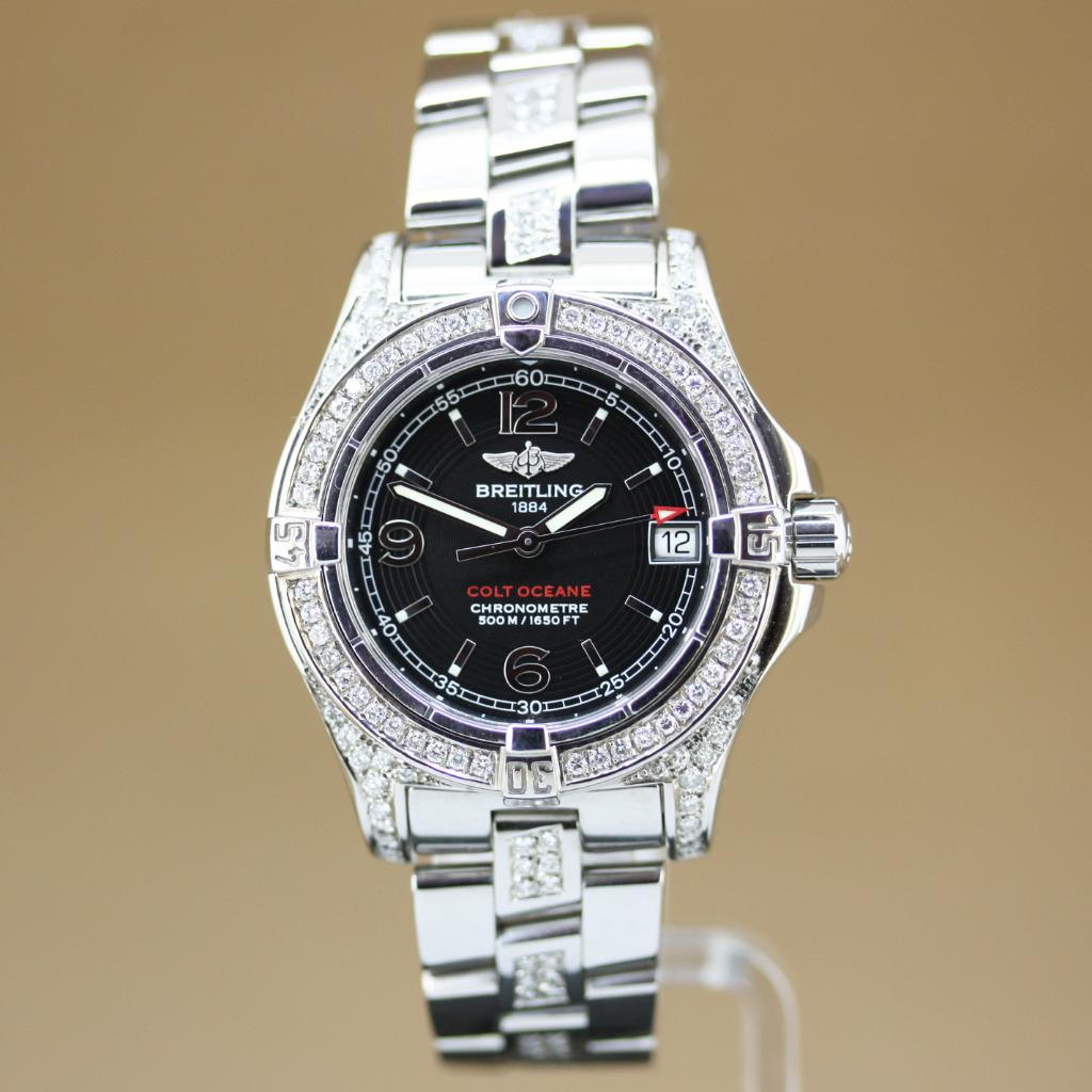 Breitling Colt Oceane Diamant A77380, Sieraden, Tassen en Uiterlijk, Horloges | Dames, Overige merken, Staal, Staal, Polshorloge