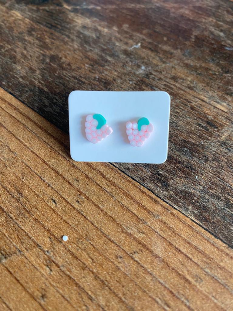 Leuke roze framboos oorbellen - Knopjes, Overige materialen, Nieuw, Ophalen of Verzenden, Roze