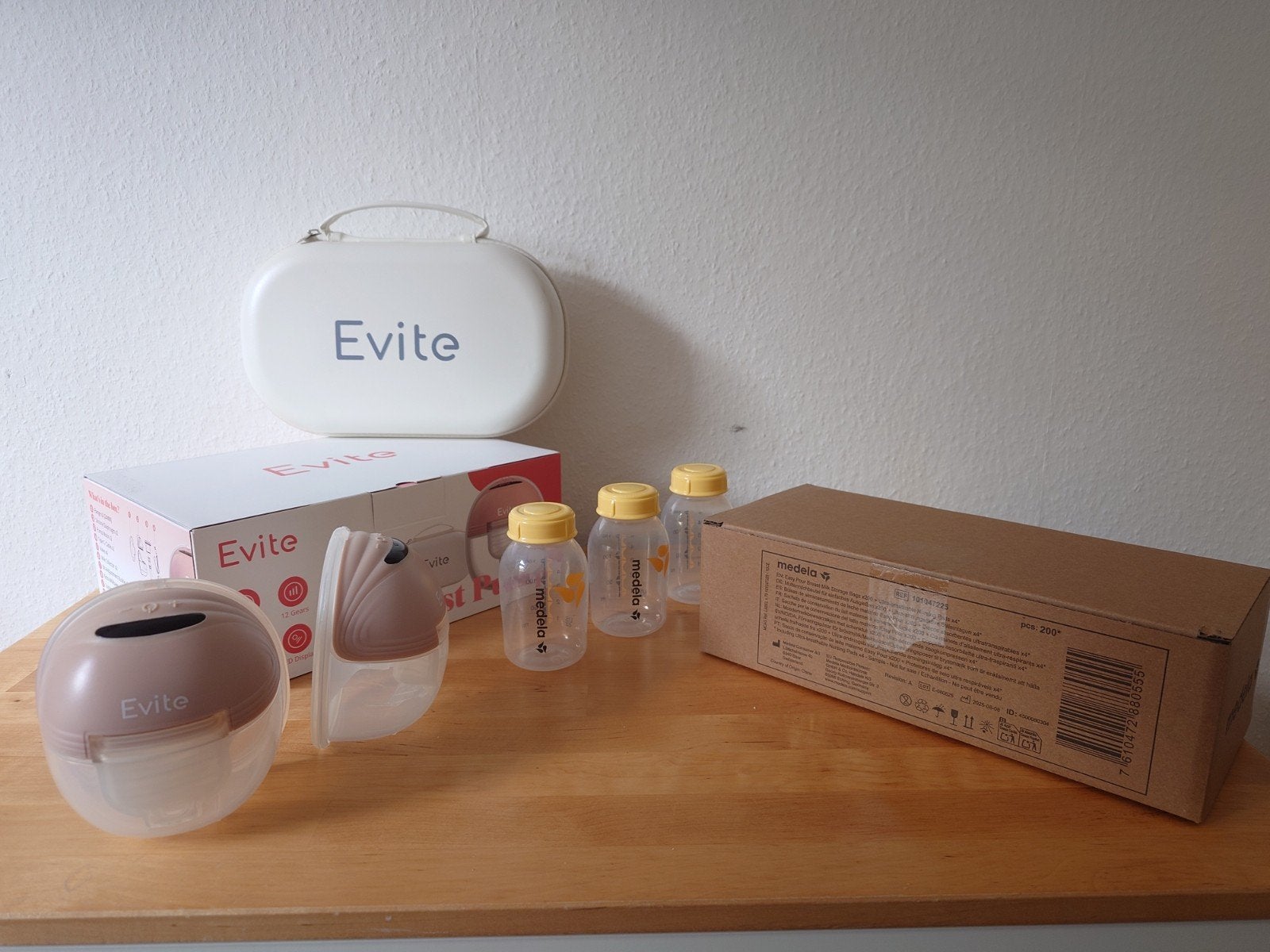 Evite Elektrische Borstkolf Dubbelzijdig Draadloos, Borstkolf, Ophalen of Verzenden, Zo goed als nieuw, Evite