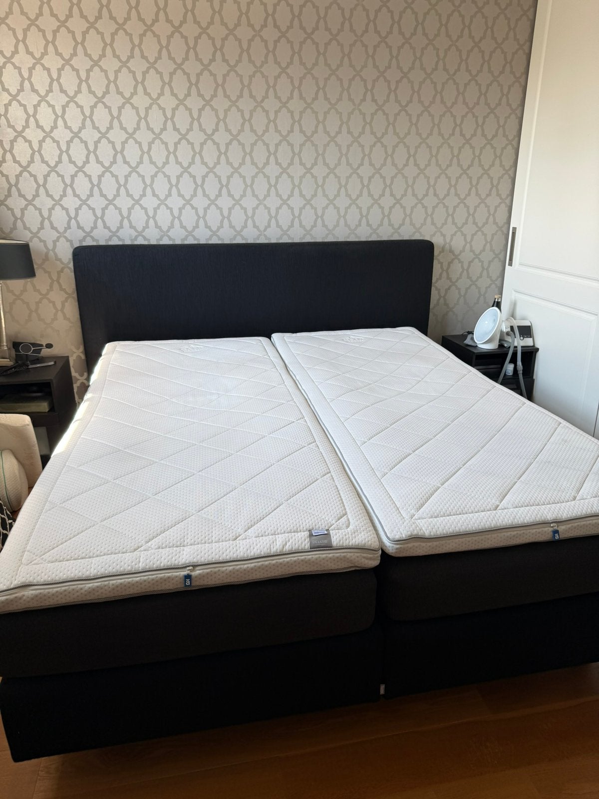 Auping electrisch verstelbaar 2-persoonsbed 180x210 cm zwart, Ophalen, Gebruikt, 90 cm, Tweepersoons