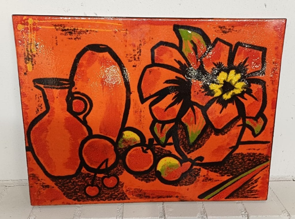Bay Keramik Mid Century Still Life Tile - tableau - PGV, Antiek en Kunst, Ophalen of Verzenden