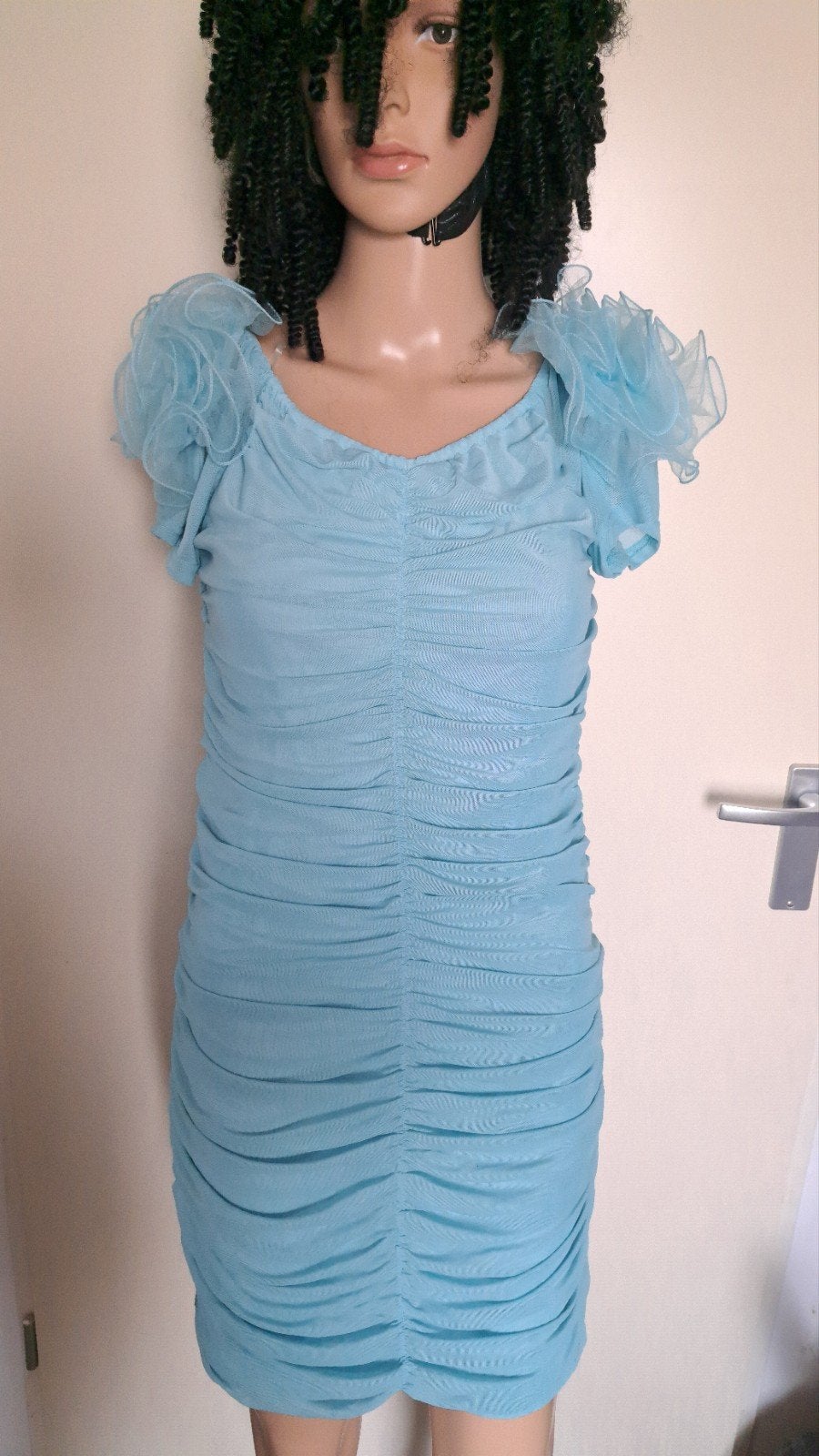 Cherry Koko Blauwe Ruches Jurk Maat L, Kleding | Dames, Cherry Koko, Blauw, Maat 42/44 (L), Ophalen of Verzenden