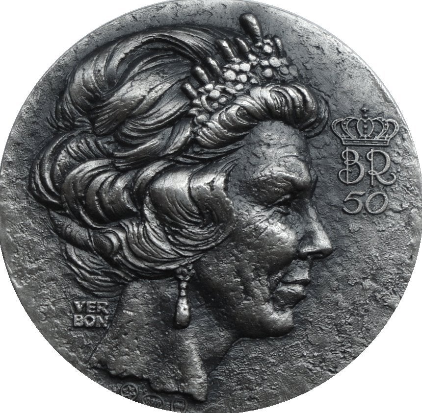 Nederland penning 50 jaar Beatrix 1988 (zilver, zeldzaam), Ophalen of Verzenden, Zilver, Nederland