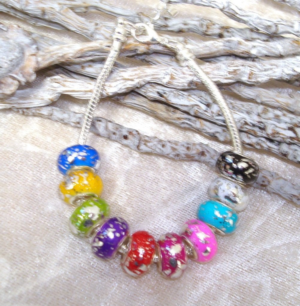 SALE: Armband met 10 groot gat bedels, Sieraden, Tassen en Uiterlijk, Armbanden, Info.adorabeads@gmail.com, Overige materialen