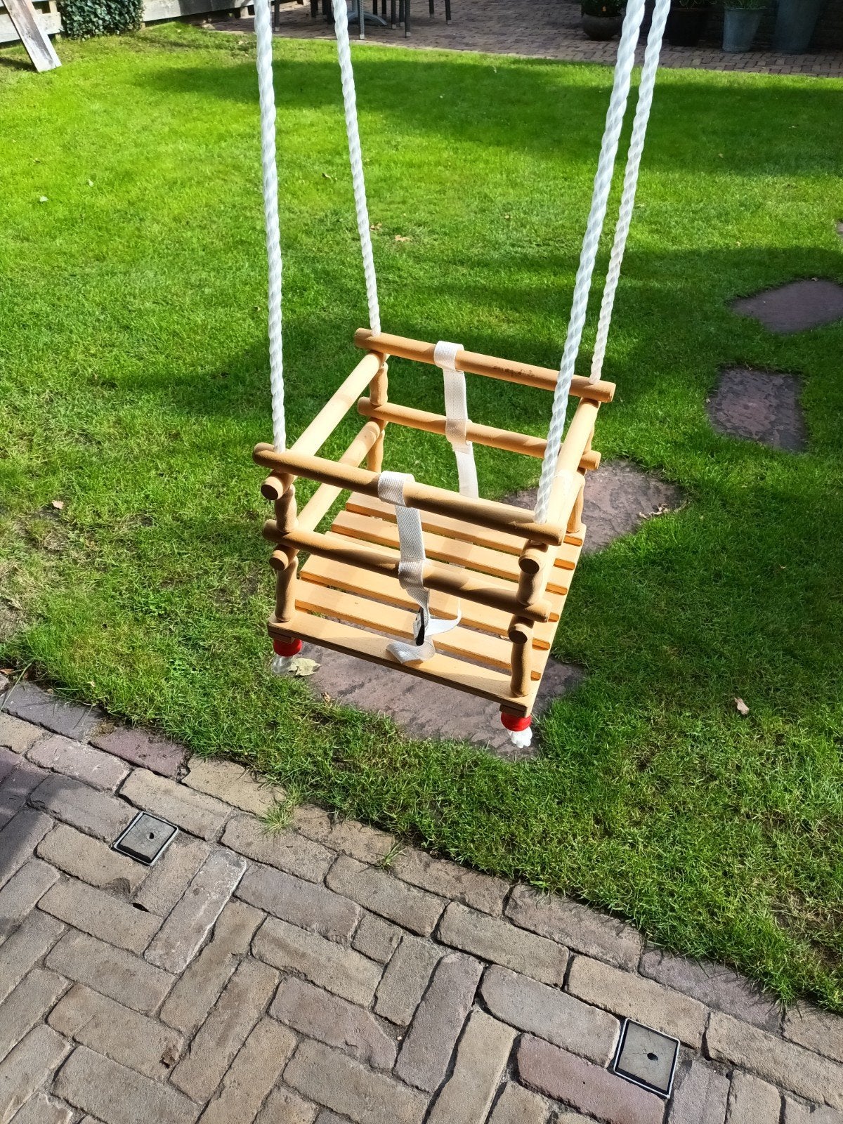Houten babyschommel voor binnen en buiten, Ophalen, Zo goed als nieuw
