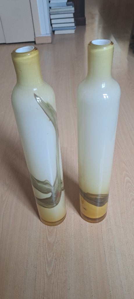 Flessenvazen, Ophalen, Beige, 53 cm, Glas