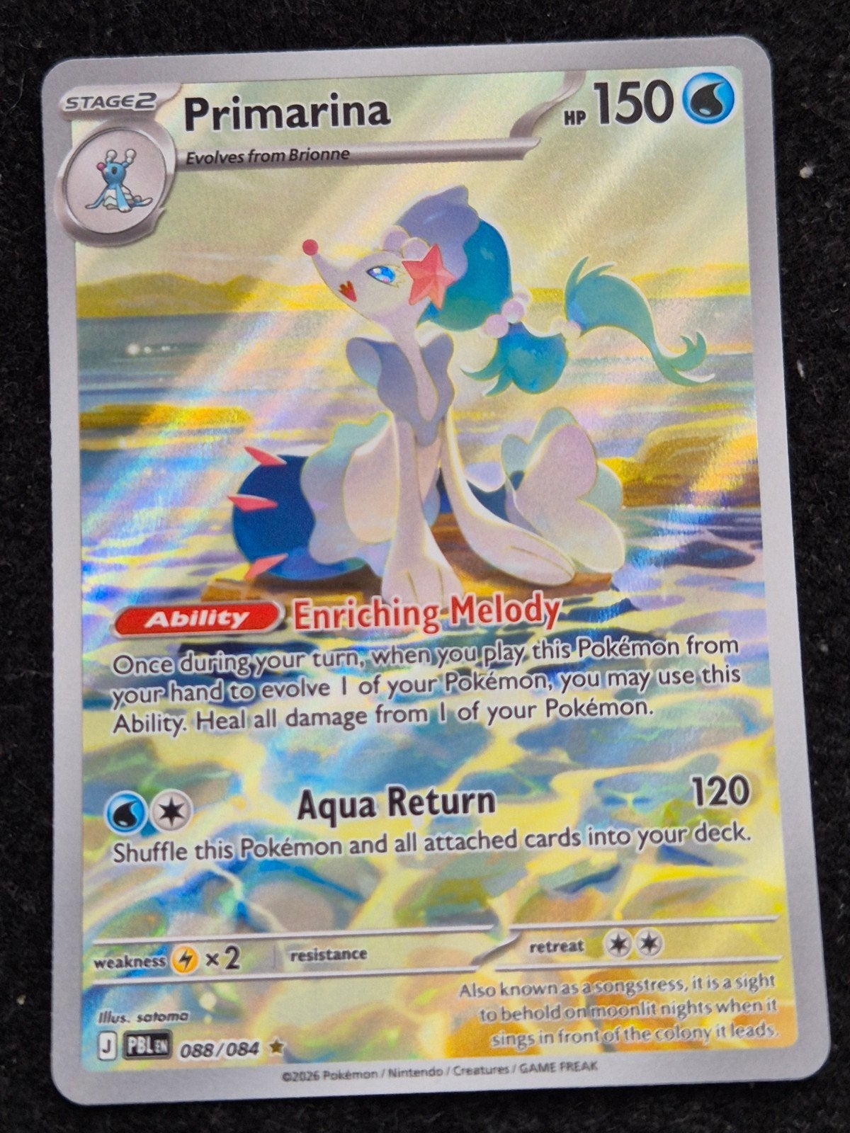 Primarina - 088/084 - Pitch Black (PBL 088) Pack Fresh NM, Ophalen of Verzenden, Nieuw, Losse kaart