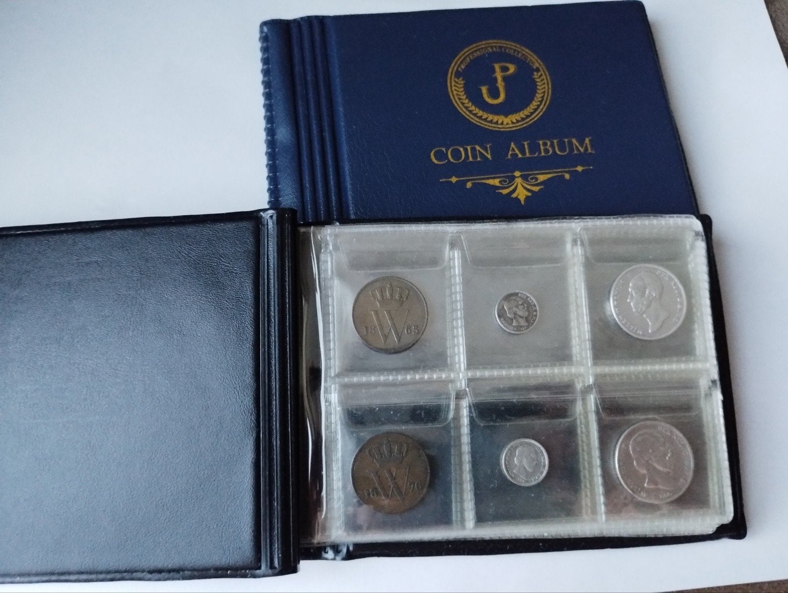 Muntalbum met enkele munten Willem I-III (1814-1890), Verzenden, Koning Willem III, Zilver