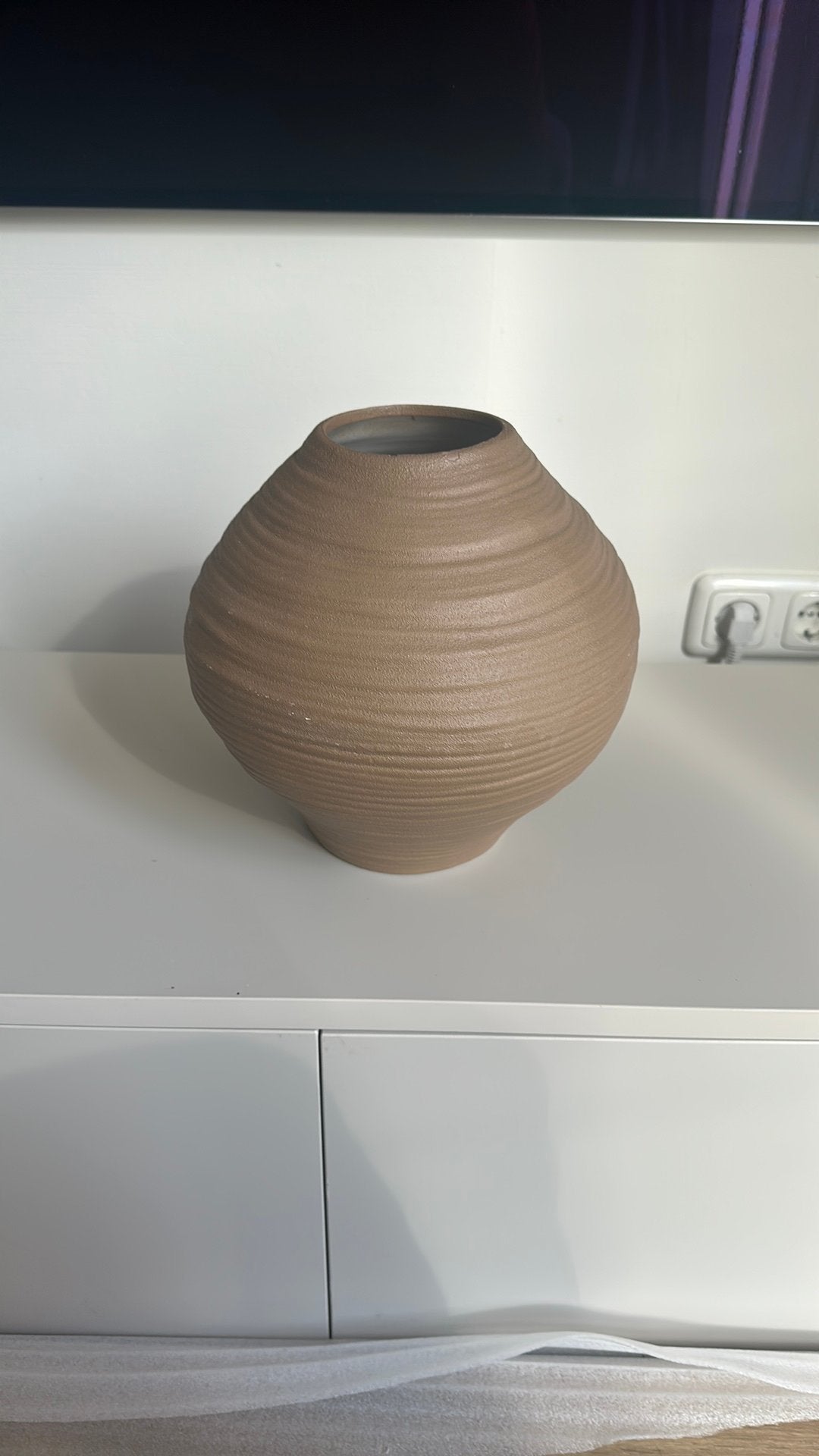 Bruine japandi vaas, Ophalen, 23 cm, Bruin, Zo goed als nieuw