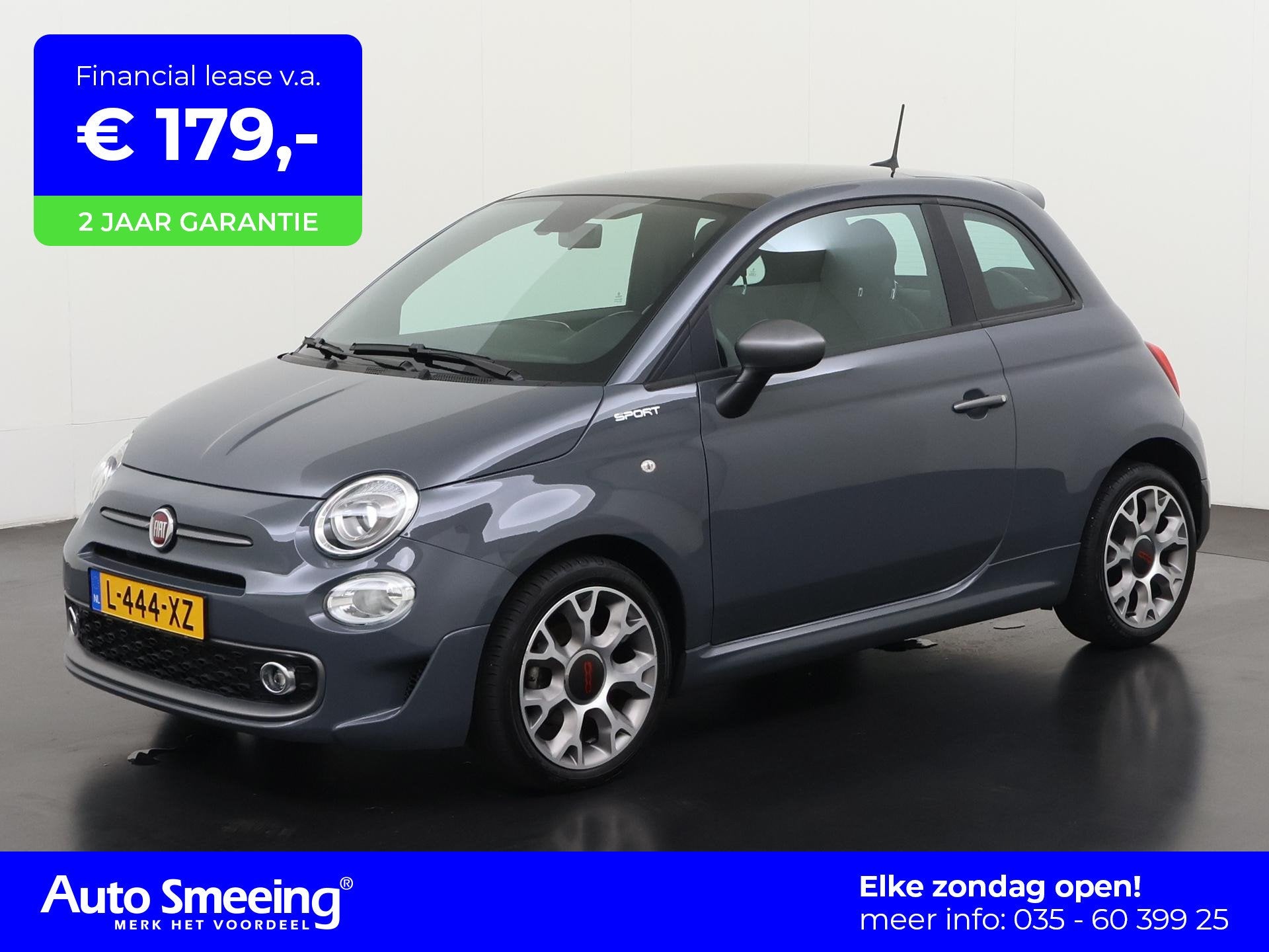 Fiat 500 1.0 Hybrid Sport | Panoramadak | Carplay | Navigati, Voorwielaandrijving, Stof, Euro 6, 4 stoelen