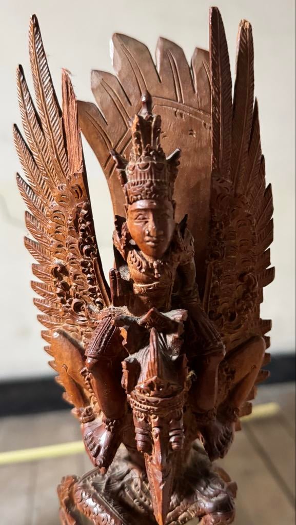 Balinees houtsnijwerk Vishnu op Garuda, Ophalen, Houtsnijwerk, Handgemaakt, 20 - 50 cm