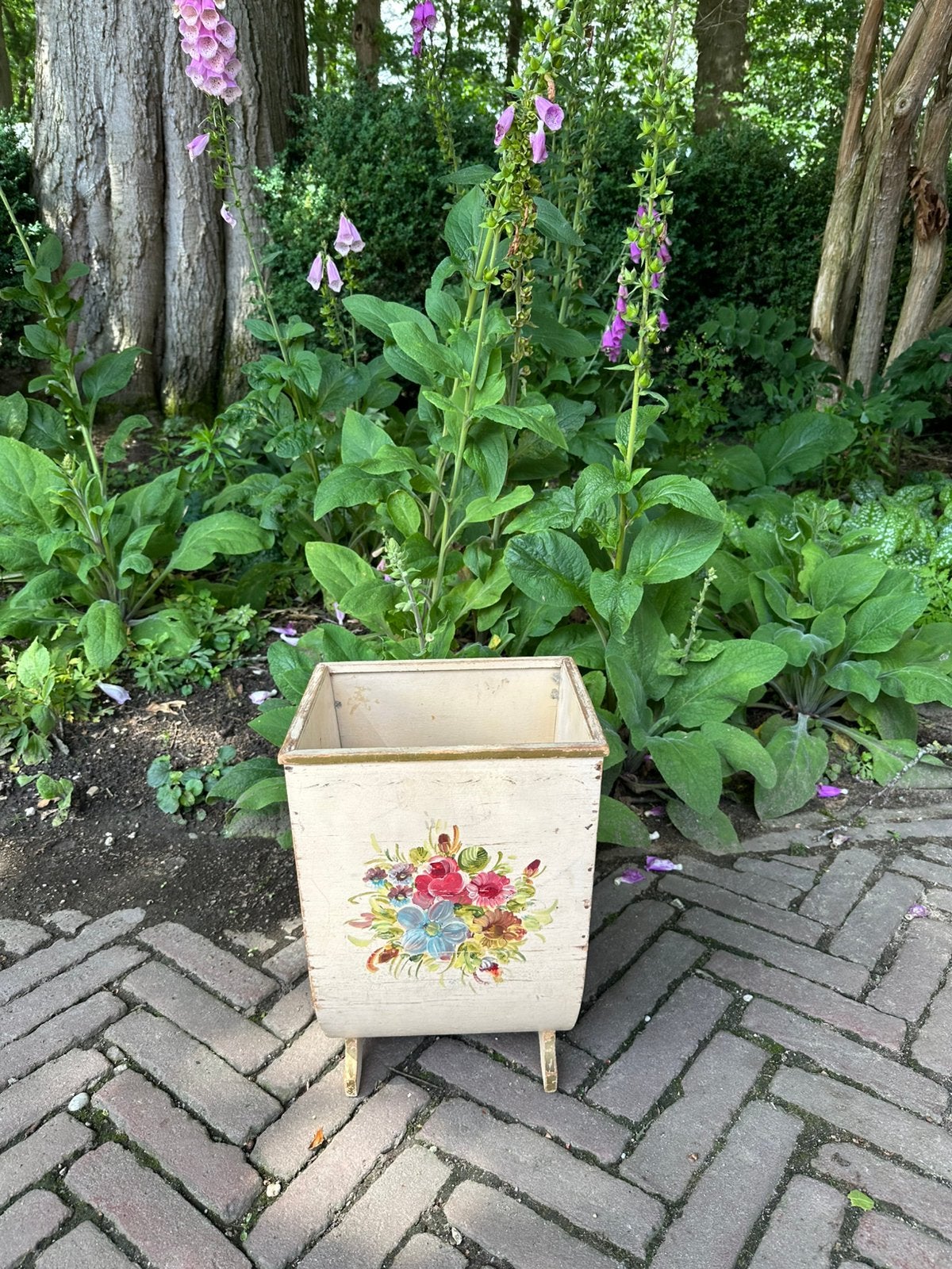 Brocante landelijke bak kist, Minder dan 30 cm, Rond, Ophalen of Verzenden, Zo goed als nieuw