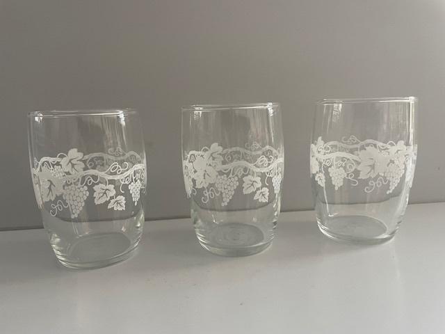 3 Vintage Glazen met Druiventak afbeelding , Ophalen of Verzenden, Gebruikt, Overige typen