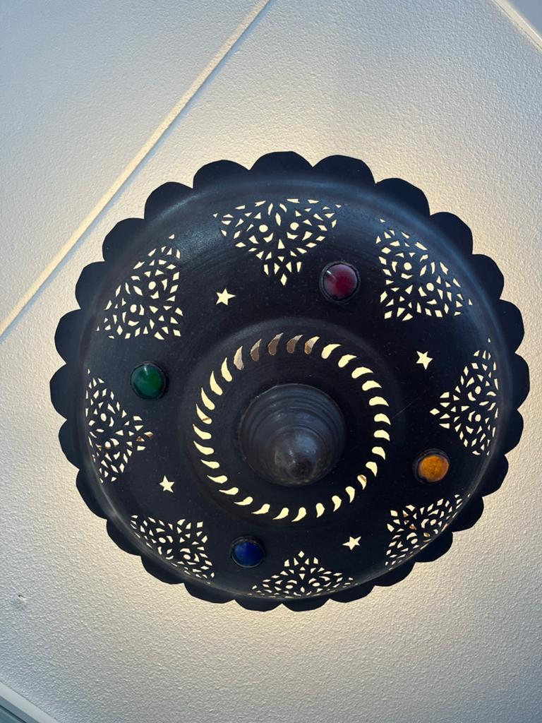 Oosterse Plafondlamp met Kleurrijk Glas, Huis en Inrichting, Ophalen, Zo goed als nieuw, Metaal