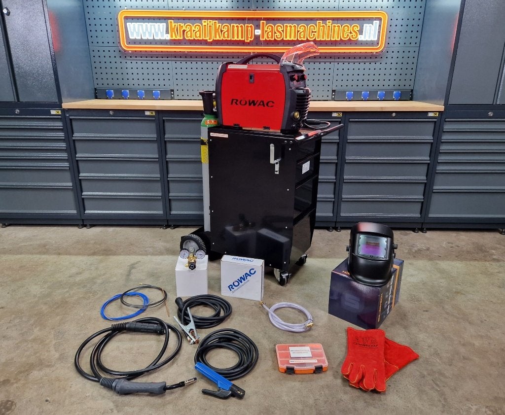 Compleet pakket! Rowac MIG 200P DUBBEL PULSE 230v, Ophalen of Verzenden, Nieuw, 150 tot 250 ampère, Co2