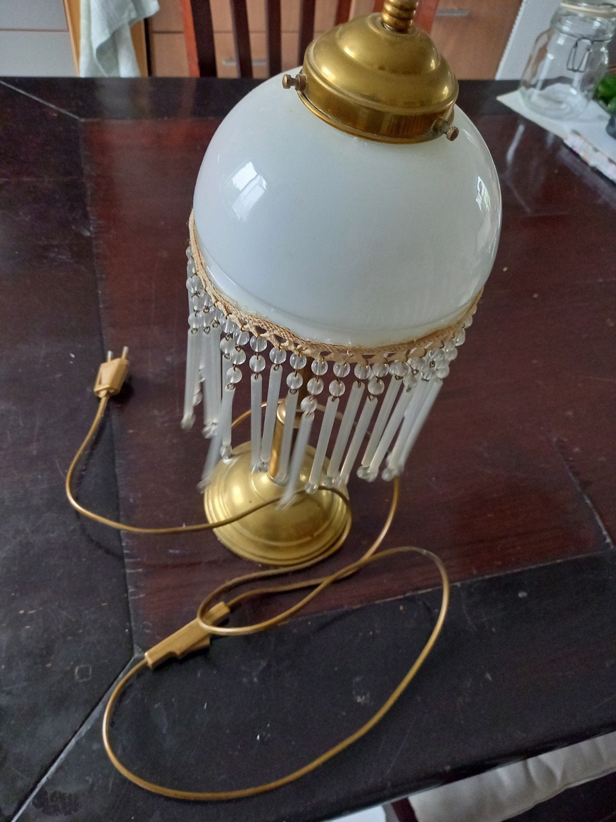 Vintage tafellamp met glazen kralen, 40cm hoog, Ophalen