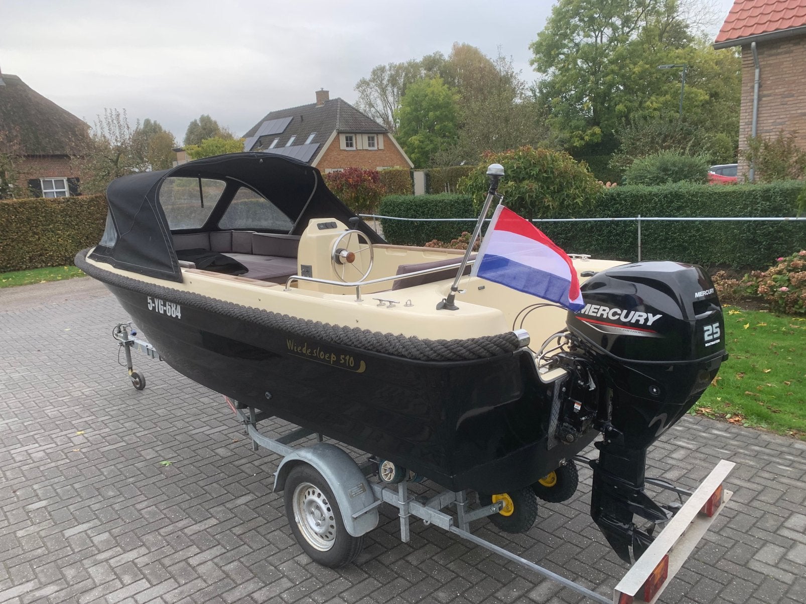 Wiedersloep 510 met mercury 25 pk 4t van 2 jaar oud, Watersport en Boten, Overige typen, Buiskap, Zo goed als nieuw, Ophalen