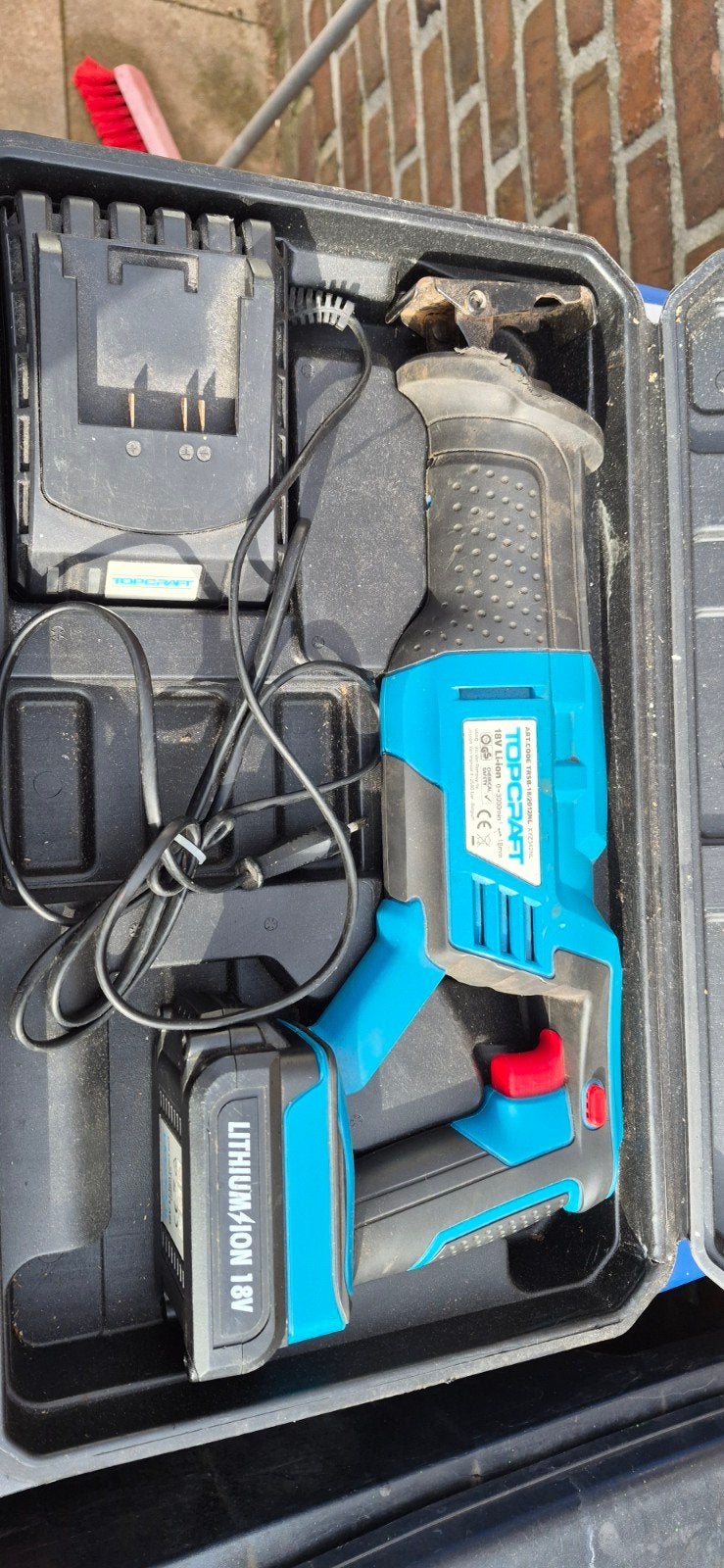 Topcraft 18V Li-ion Reciprozaag met Accu en Lader, Minder dan 30 mm, Gebruikt, Topcraft, Ophalen of Verzenden